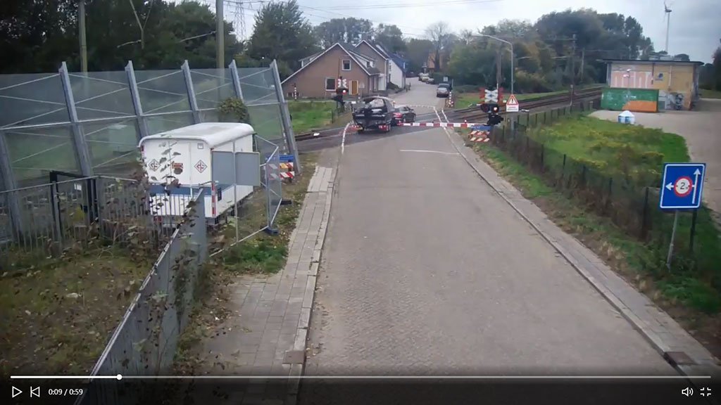 footage of CCTV camera showing Infrigment by drivers at LC in NL, source ProRail